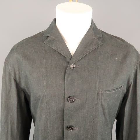 DOLCE & GABBANA 40 Gray Solid Cotton Notch Lapel  Sport Coat