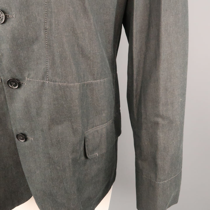 DOLCE & GABBANA 40 Gray Solid Cotton Notch Lapel  Sport Coat
