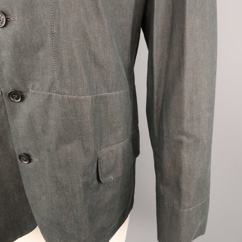 DOLCE & GABBANA 40 Gray Solid Cotton Notch Lapel  Sport Coat