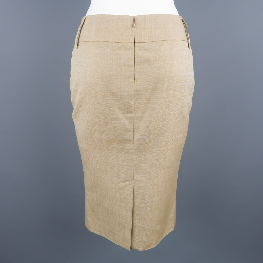 DOLCE & GABBANA Size 2 Beige Silk Pencil Skirt
