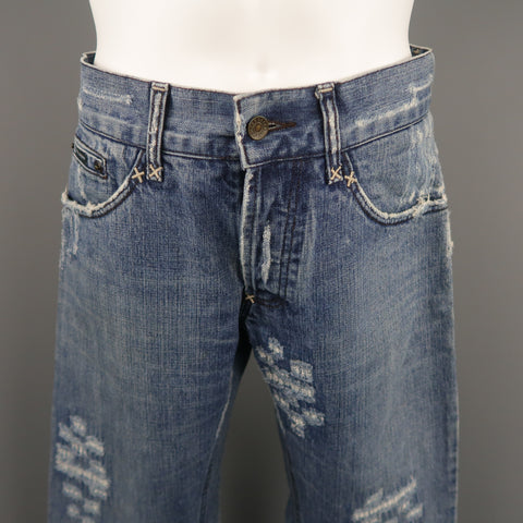 DOLCE & GABBANA Size 30 Indigo Distressed Denim Jeans