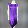 DOLCE & GABBANA Size 4 Purple Silk Satin A Line Short Puff Sleeve Cocktail Dress DOLCE & GABBANA