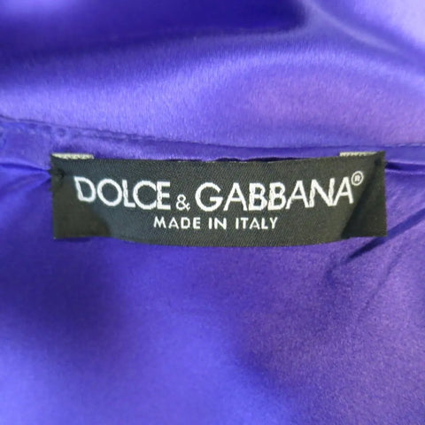 DOLCE & GABBANA Size 4 Purple Silk Satin A Line Short Puff Sleeve Cocktail Dress DOLCE & GABBANA