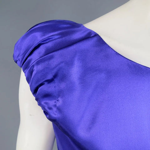 DOLCE & GABBANA Size 4 Purple Silk Satin A Line Short Puff Sleeve Cocktail Dress DOLCE & GABBANA