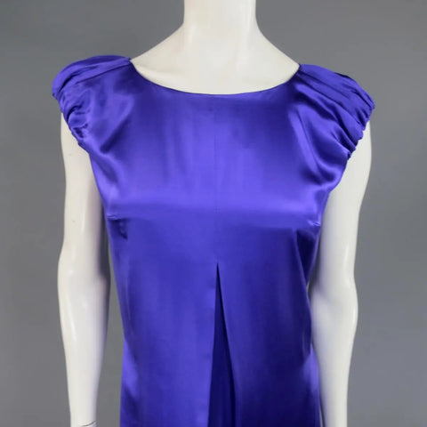 DOLCE & GABBANA Size 4 Purple Silk Satin A Line Short Puff Sleeve Cocktail Dress DOLCE & GABBANA