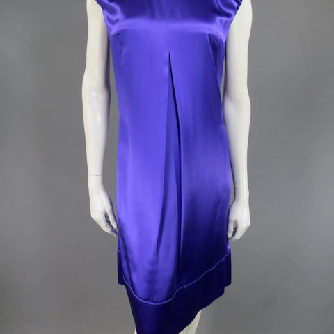 DOLCE & GABBANA Size 4 Purple Silk Satin A Line Short Puff Sleeve Cocktail Dress DOLCE & GABBANA