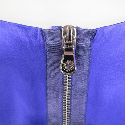 DOLCE & GABBANA Size 4 Purple Silk Satin A Line Short Puff Sleeve Cocktail Dress DOLCE & GABBANA
