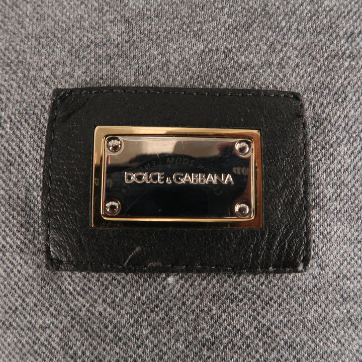 DOLCE & GABBANA Size 40 Gray Solid Cotton Button Down POLO