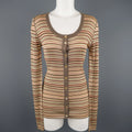 DOLCE & GABBANA Size 8 Beige Rayon / Silk Striped Scoop Neck Cardigan DOLCE & GABBANA