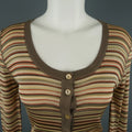 DOLCE & GABBANA Size 8 Beige Rayon / Silk Striped Scoop Neck Cardigan DOLCE & GABBANA