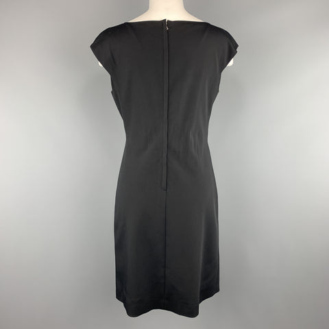 DOLCE & GABBANA Size 8 Black Patent Belt Grommet Shift Dress
