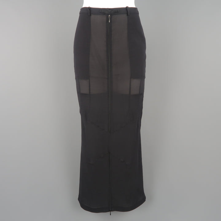DOLCE & GABBANA Size S Black Stretch Chiffon Zip Long Fishtail Skirt
