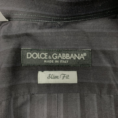 DOLCE & GABBANA Size S Black Stripe Cotton Button Up Long Sleeve Shirt