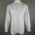 DOLCE & GABBANA Size XL Navy & White Window Pane Cotton Long Sleeve Shirt DOLCE & GABBANA