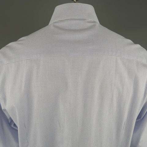 DOLCE & GABBANA Size XL Navy & White Window Pane Cotton Long Sleeve Shirt DOLCE & GABBANA