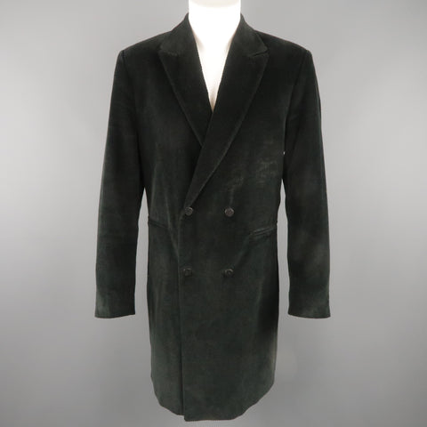 DOMINIQUE MORLOTTI 40 Black Nailhead Textured Velvet Peak Lapel Coat