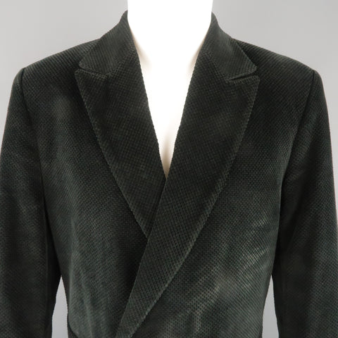 DOMINIQUE MORLOTTI 40 Black Nailhead Textured Velvet Peak Lapel Coat