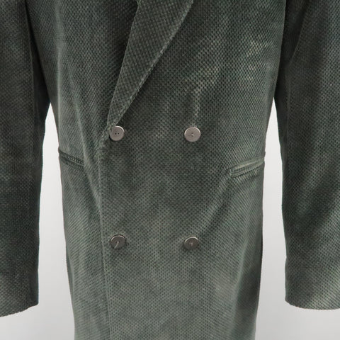 DOMINIQUE MORLOTTI 40 Black Nailhead Textured Velvet Peak Lapel Coat