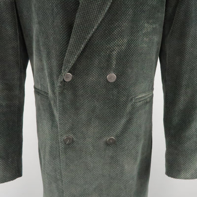 DOMINIQUE MORLOTTI 40 Black Nailhead Textured Velvet Peak Lapel Coat