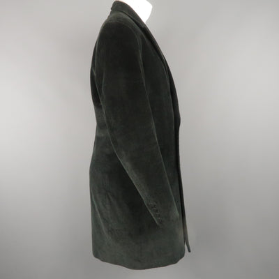 DOMINIQUE MORLOTTI 40 Black Nailhead Textured Velvet Peak Lapel Coat