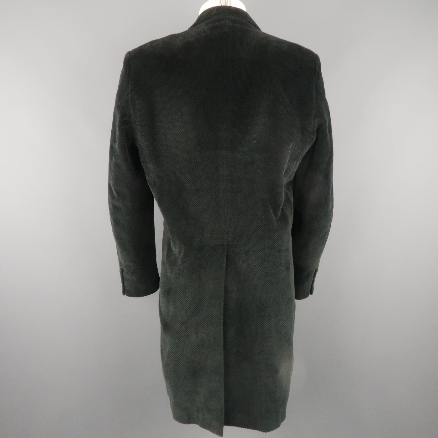 DOMINIQUE MORLOTTI 40 Black Nailhead Textured Velvet Peak Lapel Coat