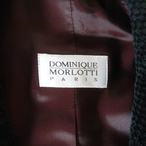 DOMINIQUE MORLOTTI 40 Black Nailhead Textured Velvet Peak Lapel Coat