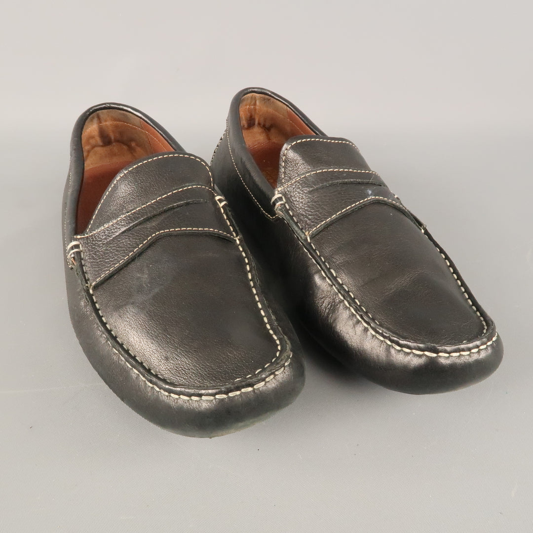 DONALD J PLINER Size 8 Black Solid Leather Drivers Loafers
