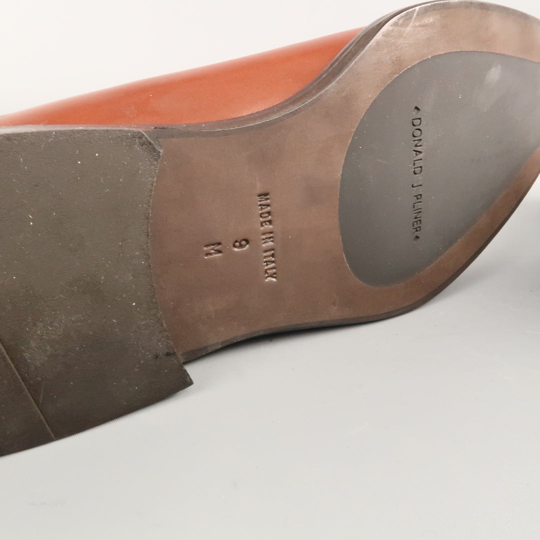 DONALD J PLINER Size 9 Cognac Leather Split Apron Toe  Loafers
