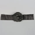 DONNA KARAN Black Silk Satin Rose Sash Belt DONNA KARAN