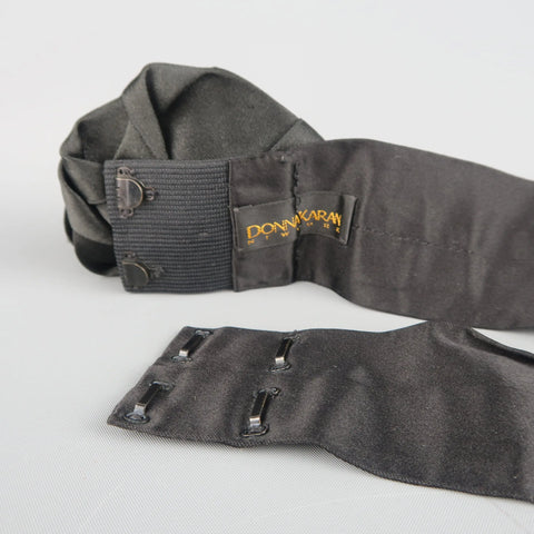 DONNA KARAN Black Silk Satin Rose Sash Belt DONNA KARAN