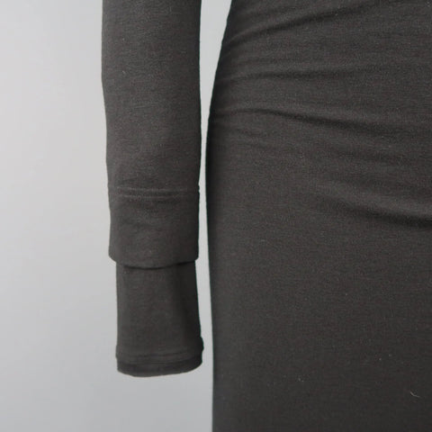 DONNA KARAN Size M Black Layered Jersey Long Sleeve Maxi Sheath Dress DONNA KARAN