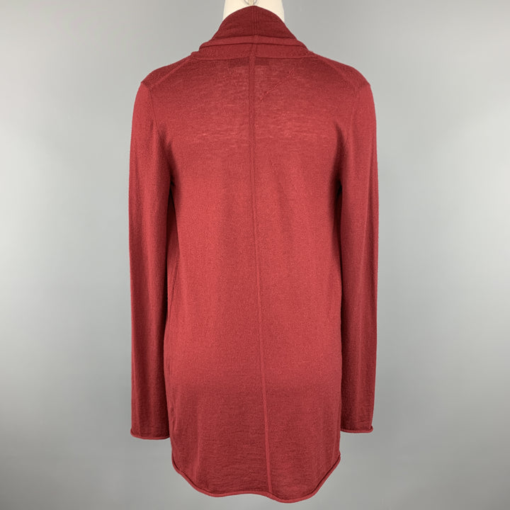 DONNA KARAN Size S Burgundy Cashmere Cardigan Asymmetrical Sweater