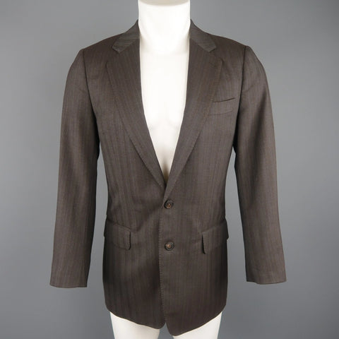 DRIES VAN NOTEN Size 36 Regular Brown Stripe Wool Blend Sport Coat DRIES VAN NOTEN