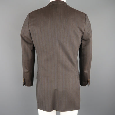 DRIES VAN NOTEN Chest Size 36 Regular Brown Stripe Wool Blend Sport Coat