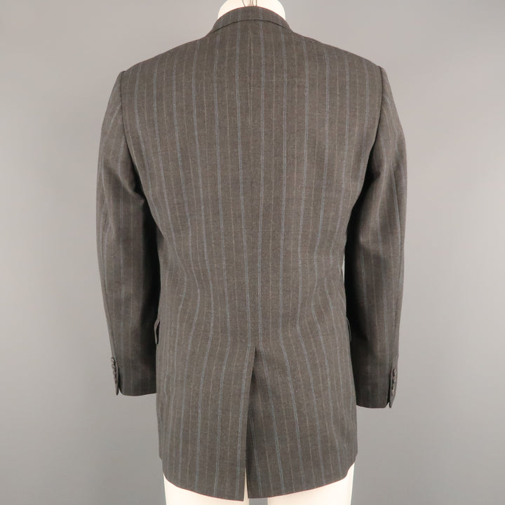DRIES VAN NOTEN 38 Size 38 Gray & Blue Stripe Wool Notch Lapel  Sport Coat