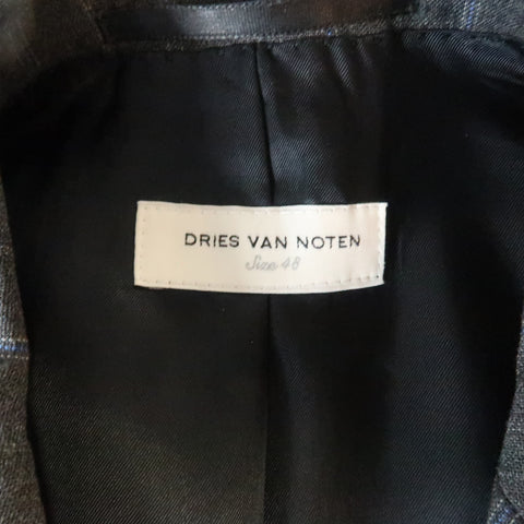 DRIES VAN NOTEN 38 Size 38 Gray & Blue Stripe Wool Notch Lapel  Sport Coat