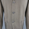 DRIES VAN NOTEN 38 Taupe Striped Herringbone  Cotton Notch Lapel Sport Coat DRIES VAN NOTEN