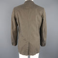 DRIES VAN NOTEN 38 Taupe Striped Herringbone  Cotton Notch Lapel Sport Coat DRIES VAN NOTEN