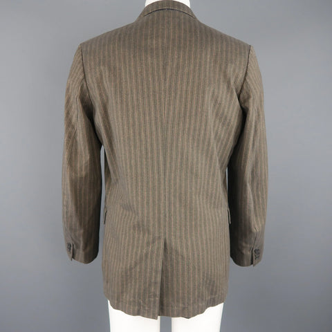 DRIES VAN NOTEN 38 Taupe Striped Herringbone  Cotton Notch Lapel Sport Coat DRIES VAN NOTEN