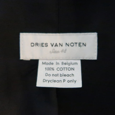DRIES VAN NOTEN 38 Taupe Striped Herringbone  Cotton Notch Lapel Sport Coat DRIES VAN NOTEN