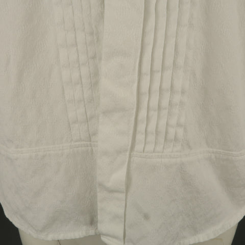 DRIES VAN NOTEN L Chemise à manches longues en jacquard blanc à manchette française plissée sur le devant 