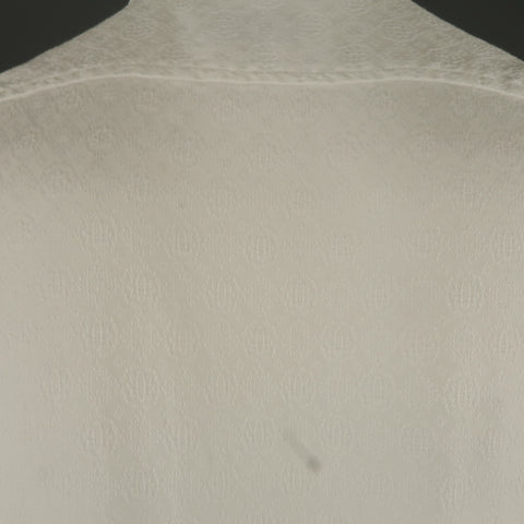 DRIES VAN NOTEN L Chemise à manches longues en jacquard blanc à manchette française plissée sur le devant 