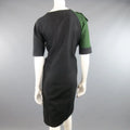 DRIES VAN NOTEN Size 2 Asymmetrical Black Draped Green Military Sleeve Dress DRIES VAN NOTEN