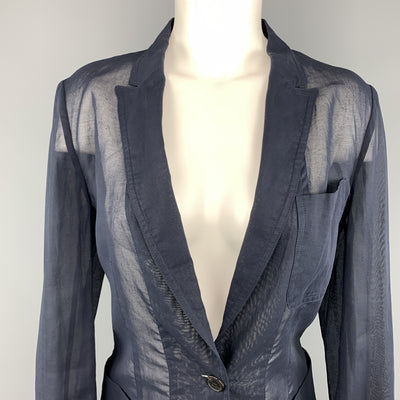 DRIES VAN NOTEN Size 6 Navy Blue Sheer Cotton Jacket / Blazer