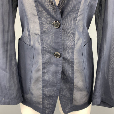 DRIES VAN NOTEN Size 6 Navy Blue Sheer Cotton Jacket / Blazer