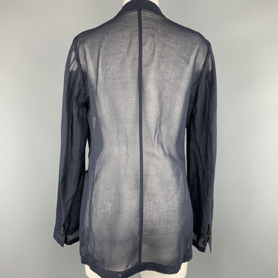 DRIES VAN NOTEN Size 6 Navy Blue Sheer Cotton Jacket / Blazer