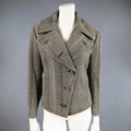 DRIES VAN NOTEN Size 8 Beige & Black Print Wool Pointed Lapel Jacket DRIES VAN NOTEN
