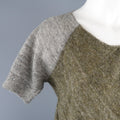 DRIES VAN NOTEN Size S Olive Silver & Beige Wool Blend Short Sleeve Pullover DRIES VAN NOTEN