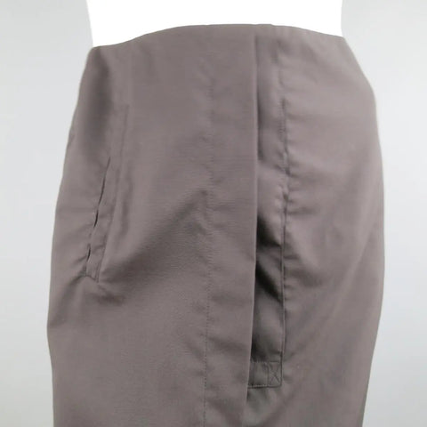 DROZDZIK Size 6 Black Pleated Wool Sheer Fishtail Pencil Skirt DROZDZIK