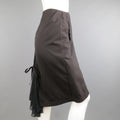 DROZDZIK Size 6 Black Pleated Wool Sheer Fishtail Pencil Skirt DROZDZIK